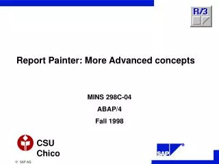 Report Painter: More Advanced concepts