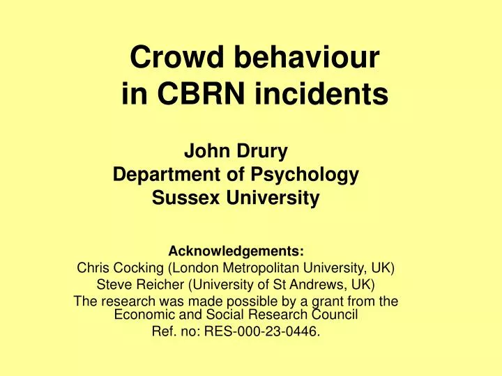crowd behaviour in cbrn incidents