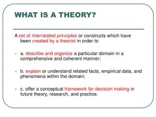WHAT IS A THEORY?