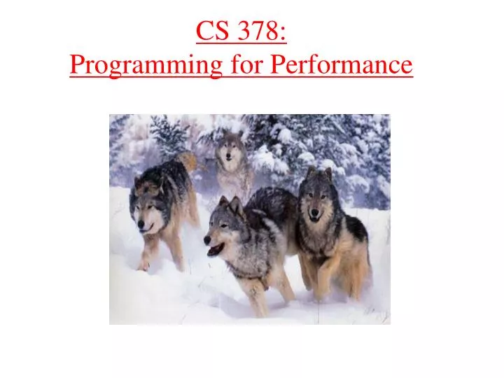 cs 378 programming for performance