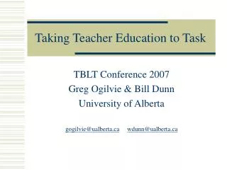 Taking Teacher Education to Task