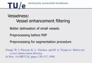 Vesselness: 	Vessel enhancement filtering