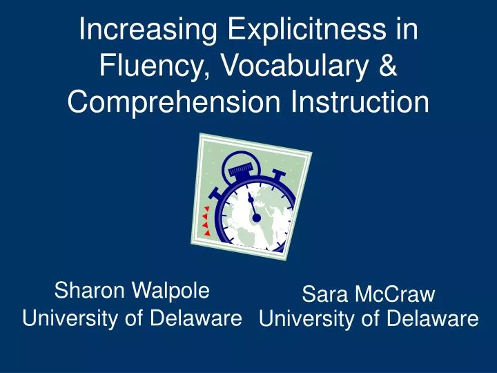 increasing explicitness in fluency vocabulary comprehension instruction