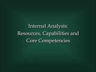 Internal Analysis: Resources, Capabilities and Core Competencies