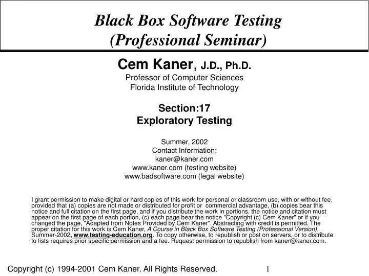 black box software testing professional seminar
