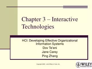 Chapter 3 – Interactive Technologies
