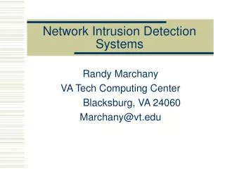 Network Intrusion Detection Systems