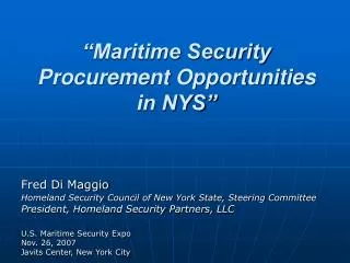 “Maritime Security Procurement Opportunities in NYS”