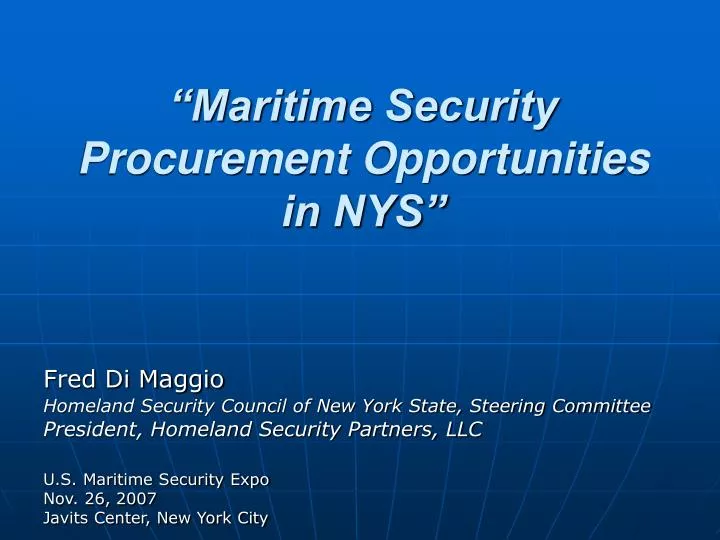 maritime security procurement opportunities in nys