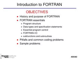 Introduction to FORTRAN