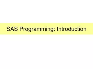 SAS Programming: Introduction