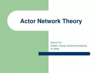 Actor Network Theory