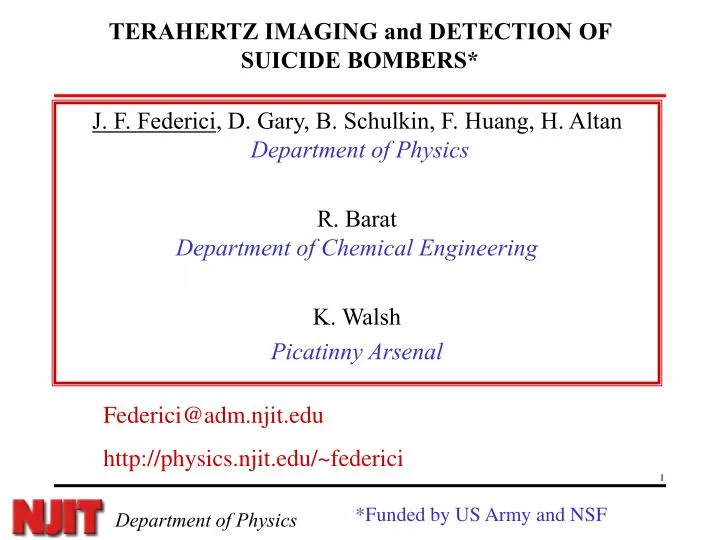 terahertz imaging and detection of suicide bombers