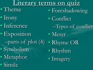 Literary terms on quiz