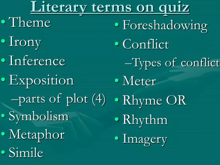 literary terms on quiz