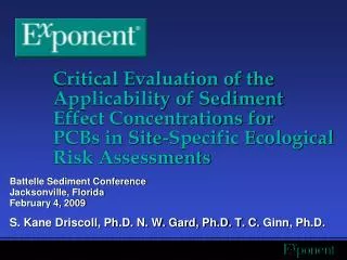 Critical Evaluation of the Applicability of Sediment Effect Concentrations for PCBs in Site-Specific Ecological Risk Ass