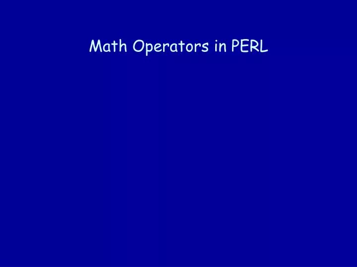 math operators in perl