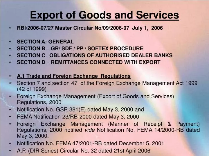 export of goods and services