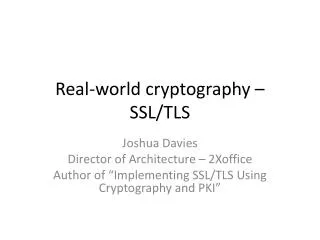 Real-world cryptography – SSL/TLS