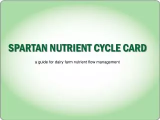 SPARTAN NUTRIENT CYCLE CARD