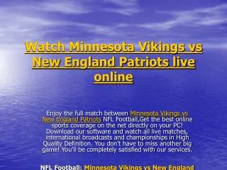 Watch Minnesota Vikings vs New England Patriots live online