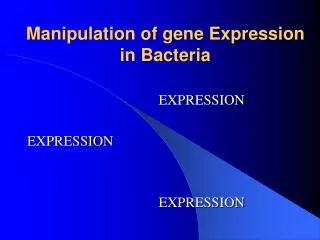 Manipulation of gene Expression in Bacteria