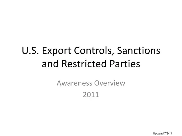 u s export controls sanctions and restricted parties
