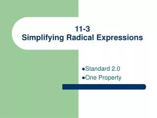 11-3 Simplifying Radical Expressions