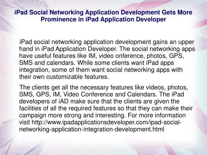 ipad social networking application development gets more prominence in ipad application developer
