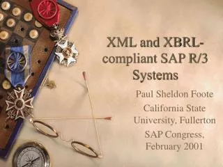 XML and XBRL-compliant SAP R/3 Systems