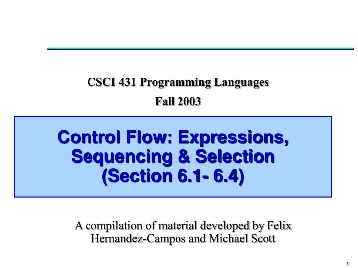 control flow expressions sequencing selection section 6 1 6 4