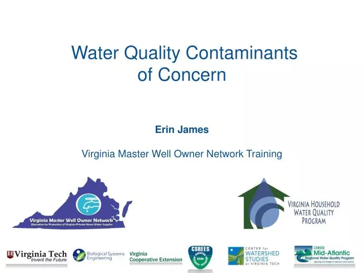 water quality contaminants of concern