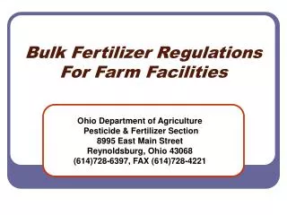 Bulk Fertilizer Regulations For Farm Facilities