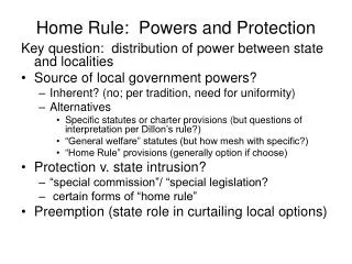 Home Rule: Powers and Protection