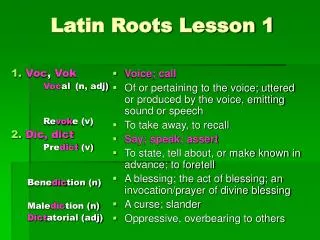 Latin Roots Lesson 1