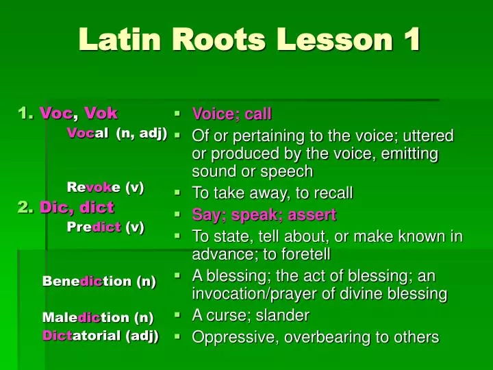 latin roots lesson 1