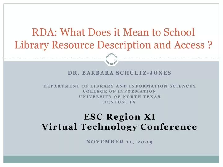 rda what does it mean to school library resource description and access