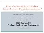 RDA: What Does it Mean to School Library Resource Description and Access ? - slide 1