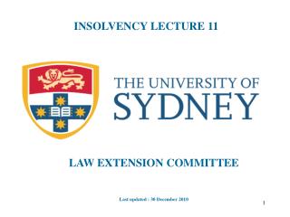 INSOLVENCY LECTURE 11
