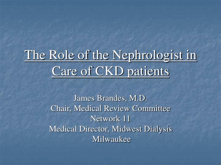 the role of the nephrologist in care of ckd patients