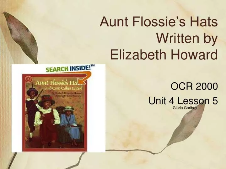 aunt flossie s hats written by elizabeth howard