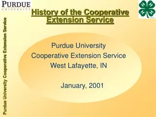 History of the Cooperative Extension Service