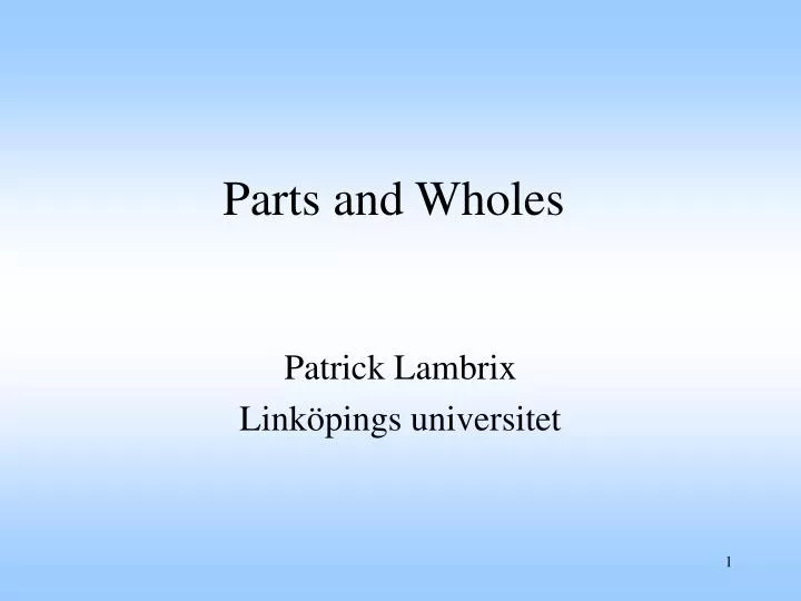 parts and wholes