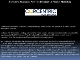 Corcentric Announces New Vice President Of Product Marketing