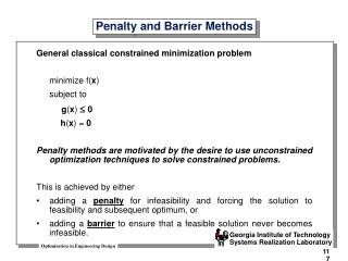 Penalty and Barrier Methods