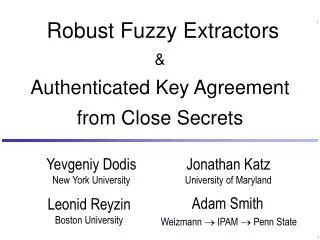 Robust Fuzzy Extractors &amp; Authenticated Key Agreement from Close Secrets