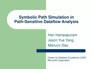 Symbolic Path Simulation in Path-Sensitive Dataflow Analysis