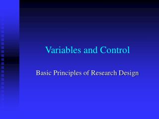 Variables and Control