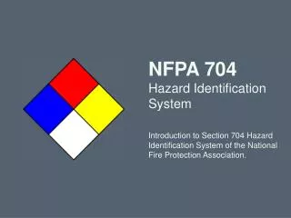 NFPA 704 Hazard Identification System Introduction to Section 704 Hazard Identification System of the National Fire Prot