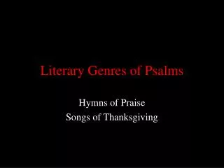 Literary Genres of Psalms